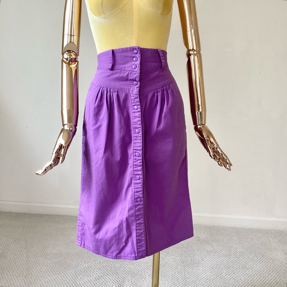 La Blanca Dresses & Skirts - La Blanca Sport Purple Denim Snap Button Skirt SZ 0